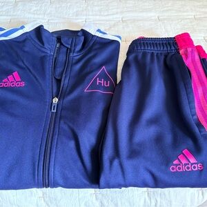 Adidas Humanrace  Navy and Pink Tracksuit